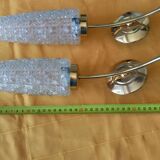 Pair of brass appliques and chissed glass