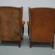 Old Patinated Dutch Cognac Colored Leather Club Chair, Set of 2