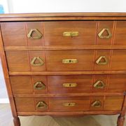 Art Deco chest of drawers - 4 drawers - locks - checkered wood veneer top - 50s