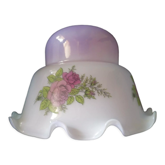 Abat-jour vintage kitsch années 70 blanc rose