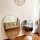 Miroir trapèze irrégulier organique laiton doré minimaliste