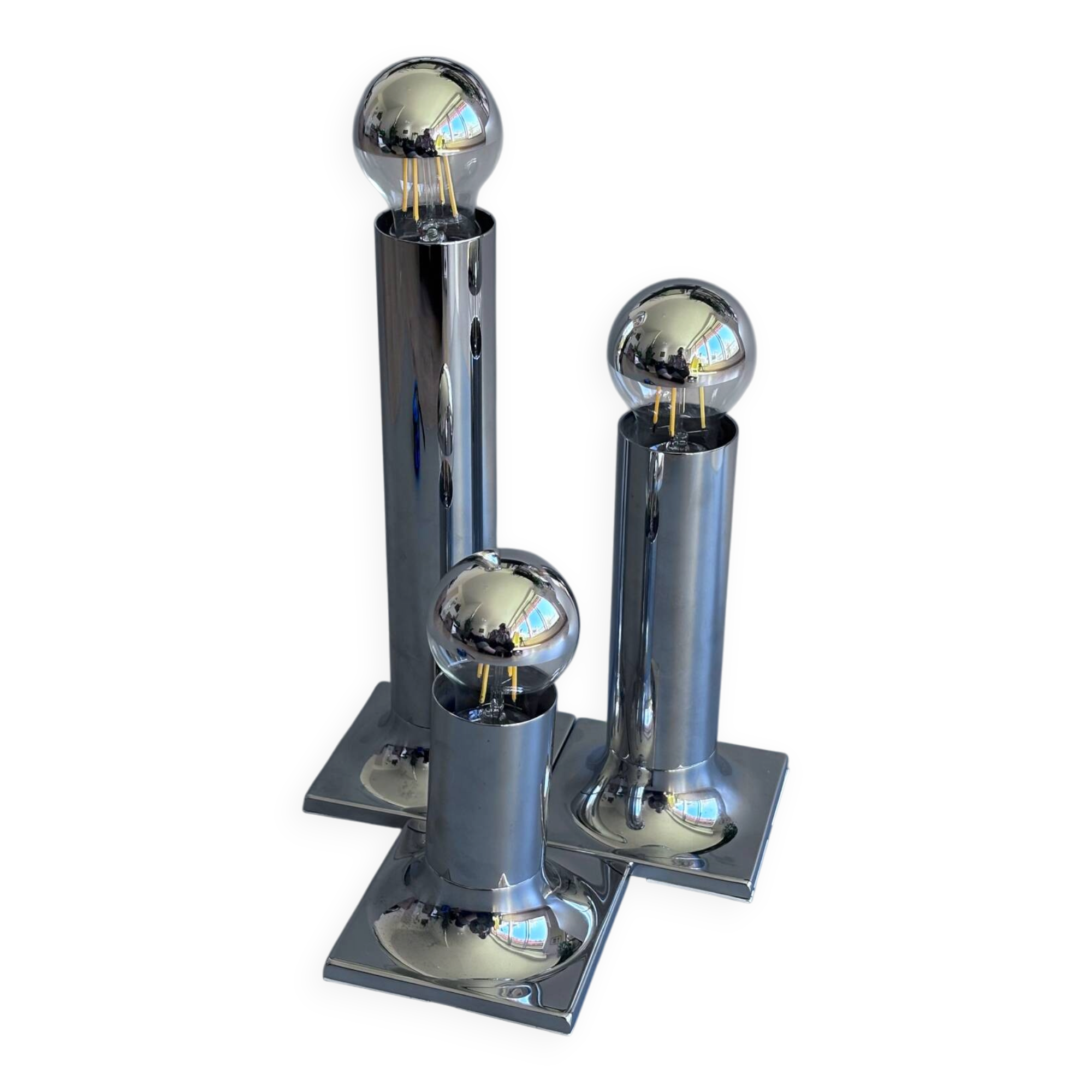 Space Age ceiling lights in chrome by Rolf Krüger for Staff Leuchten, A