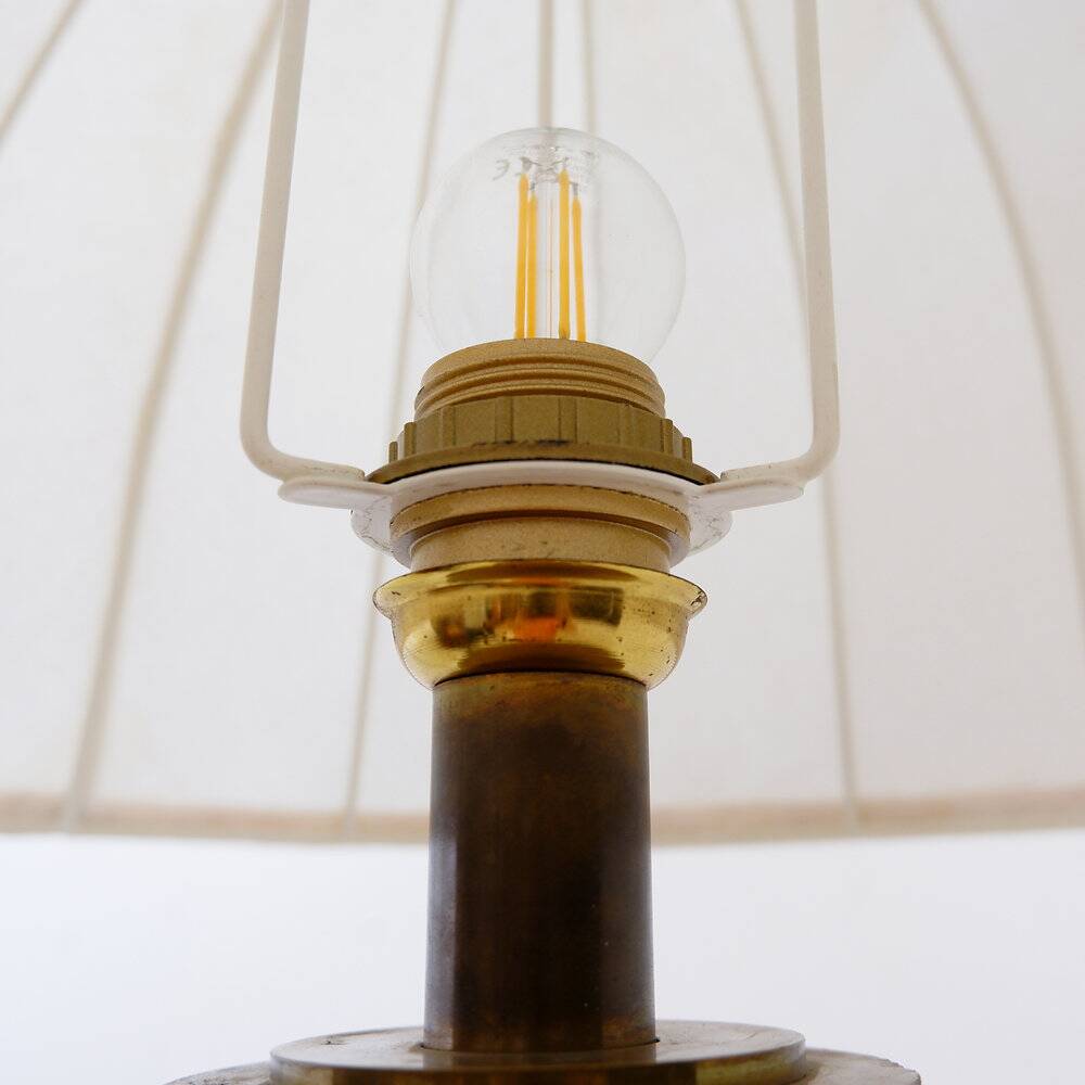 Metal and brass tripod floor lamp in Hollywood Regency style – 1950s