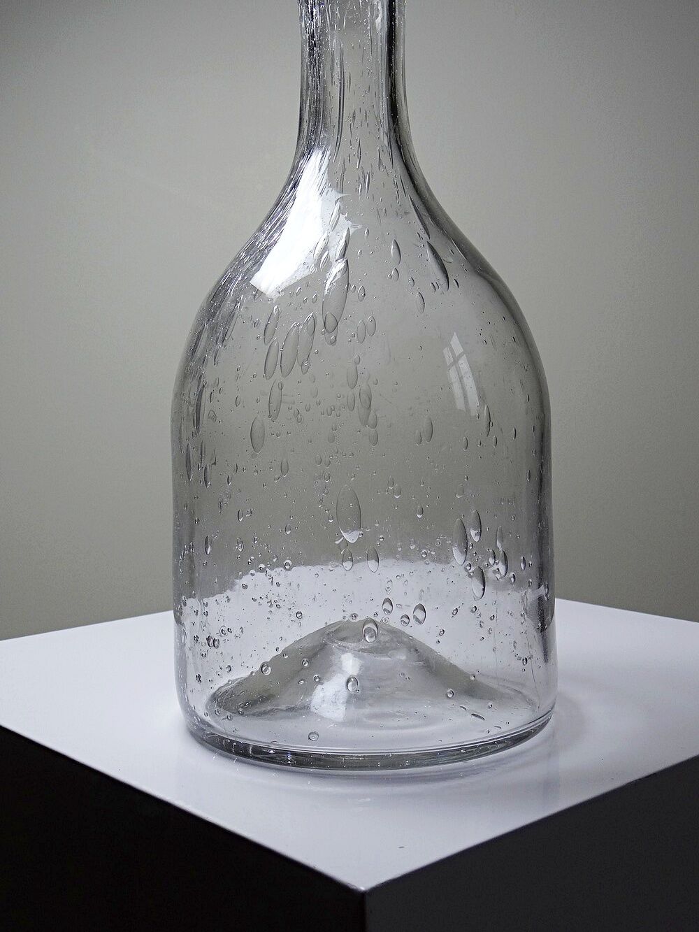 Large antique blown glass bottle with bubbles, early 20th century 1900-1920.
