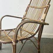 Pair Mid-Century 1960s Vintage Rattan Bamboo Lounge Arm Chairs