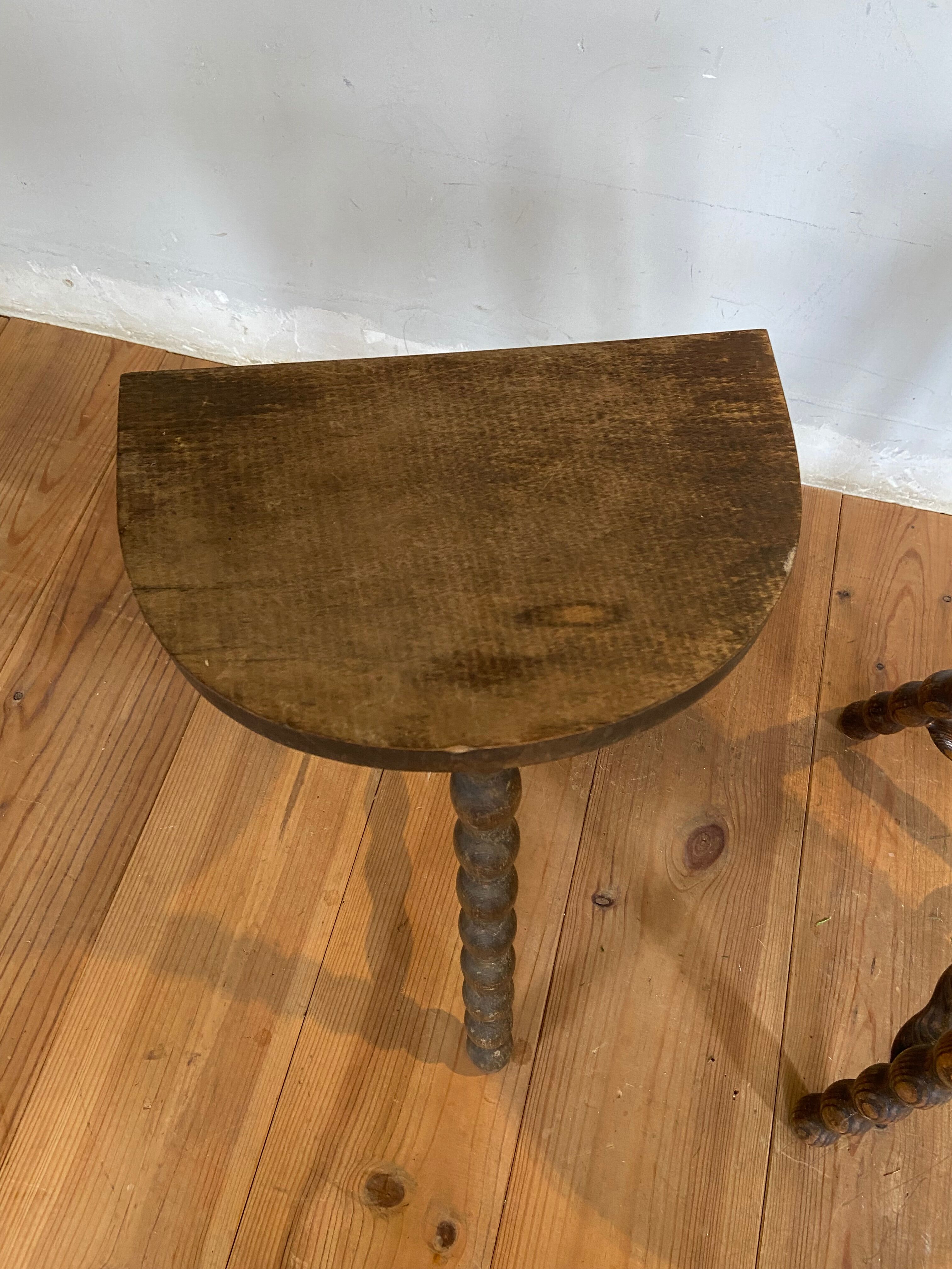 Pair of vintage wooden slag stools