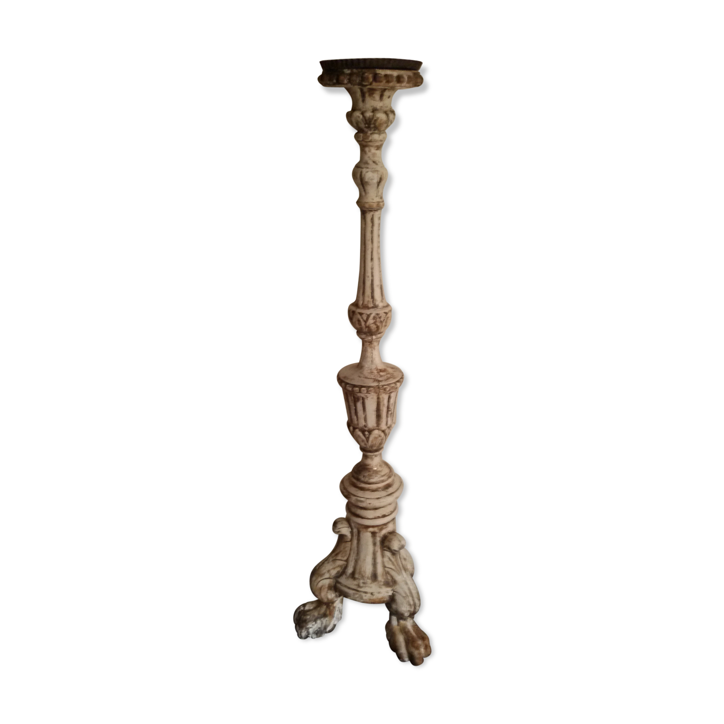 Spade candle in white and gold wood eighteenth