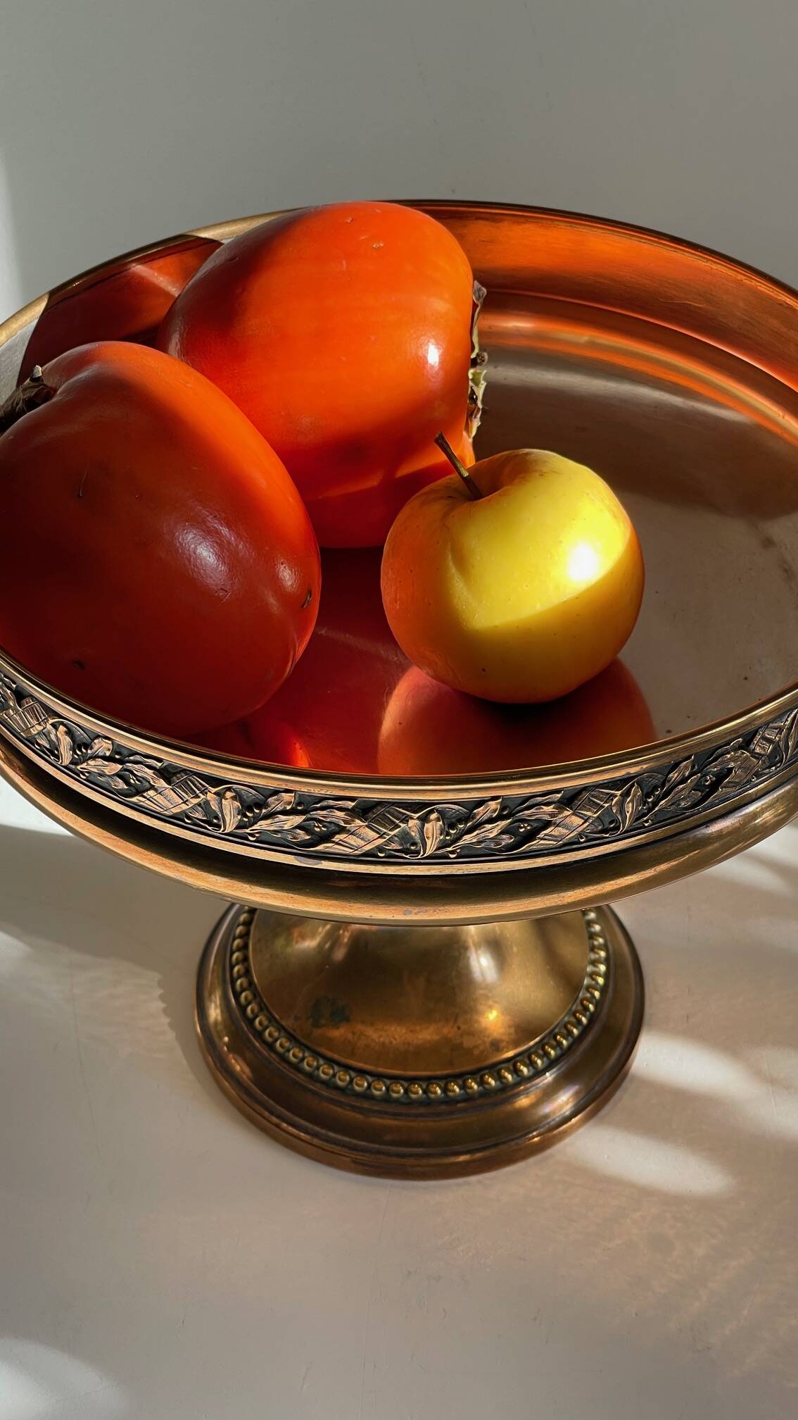 Silver Bronze Metal Fruit Bowl