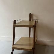 Mid-century honey wood bar trolley, French design 1950s