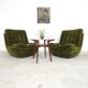 Pair of green velvet Atlantis armchairs by Jitona, ex Czechoslovakia 60s