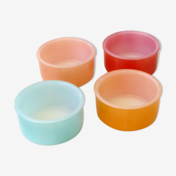 Lot 4 Ramekin cups ARCOPAL colors Multicolored - FLAN LYONNAIS