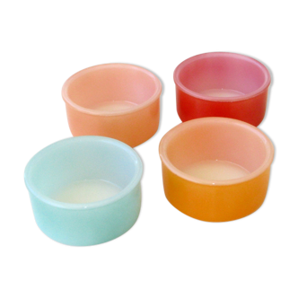 Lot 4 Ramekin cups ARCOPAL colors Multicolored - FLAN LYONNAIS
