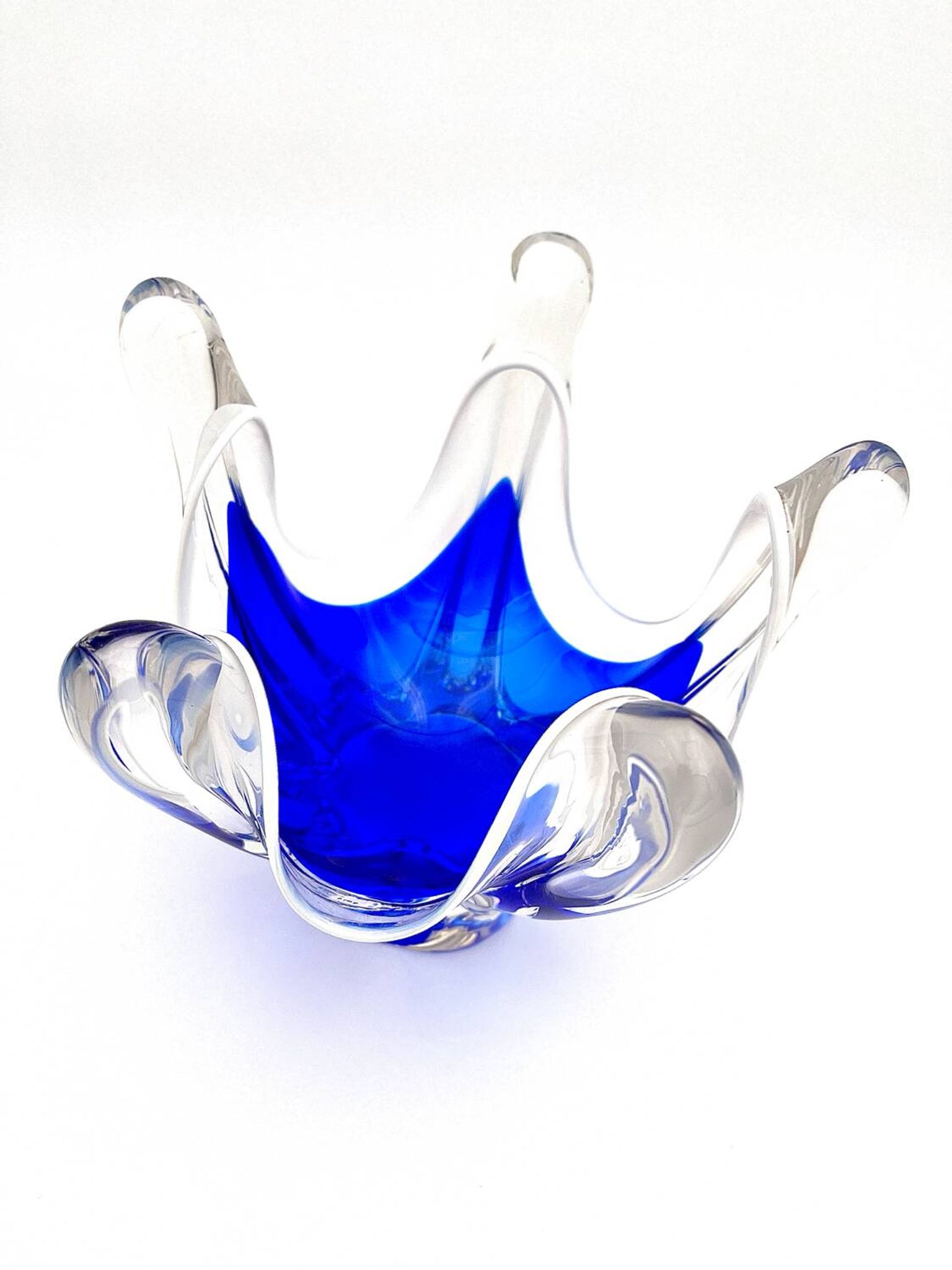 Cup Hospodka Chřibská Cristal Bohême Bleu Cobalt and Opaline Circa 60