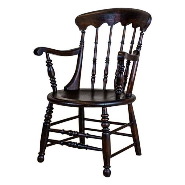 Fauteuil en bois de hêtre anglais du 19ème siècle en marron foncé, années 1970