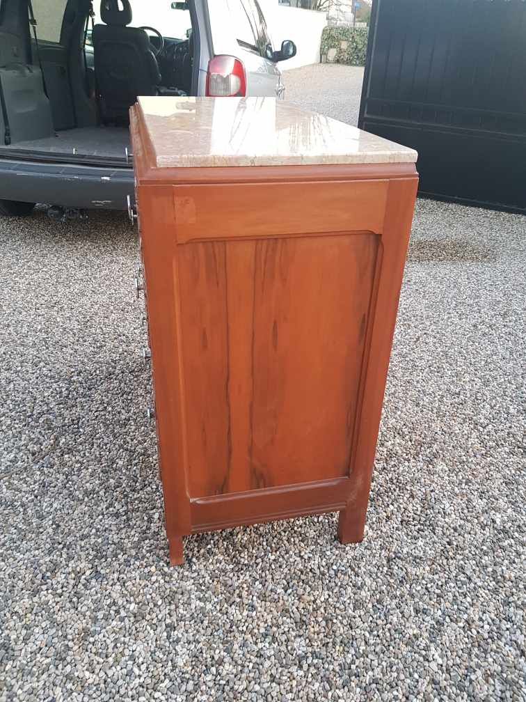 Chest of drawers art deco era in walnut
