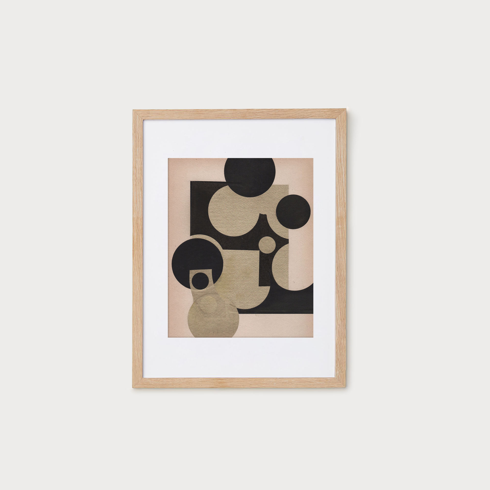 Collage on original paper dated and signed in modernist abstraction style without the frame