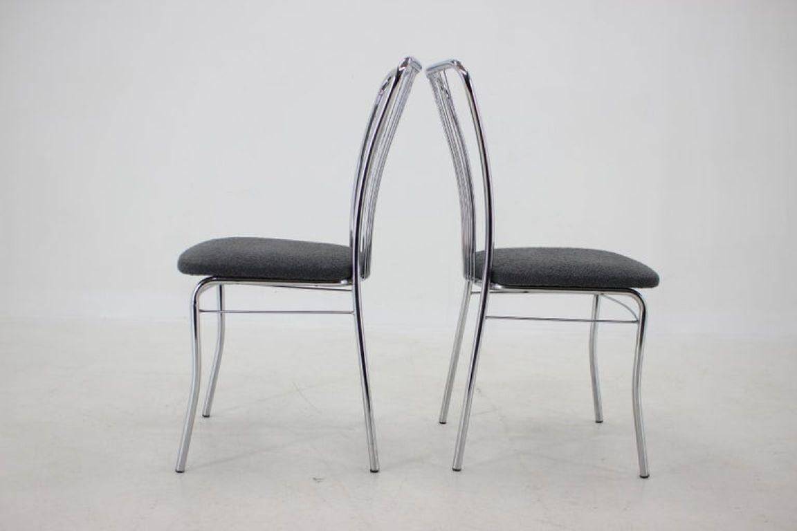 Set of Six Italian Chrome and Bouclé Dining Chairs, 1970s