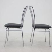 Set of Six Italian Chrome and Bouclé Dining Chairs, 1970s