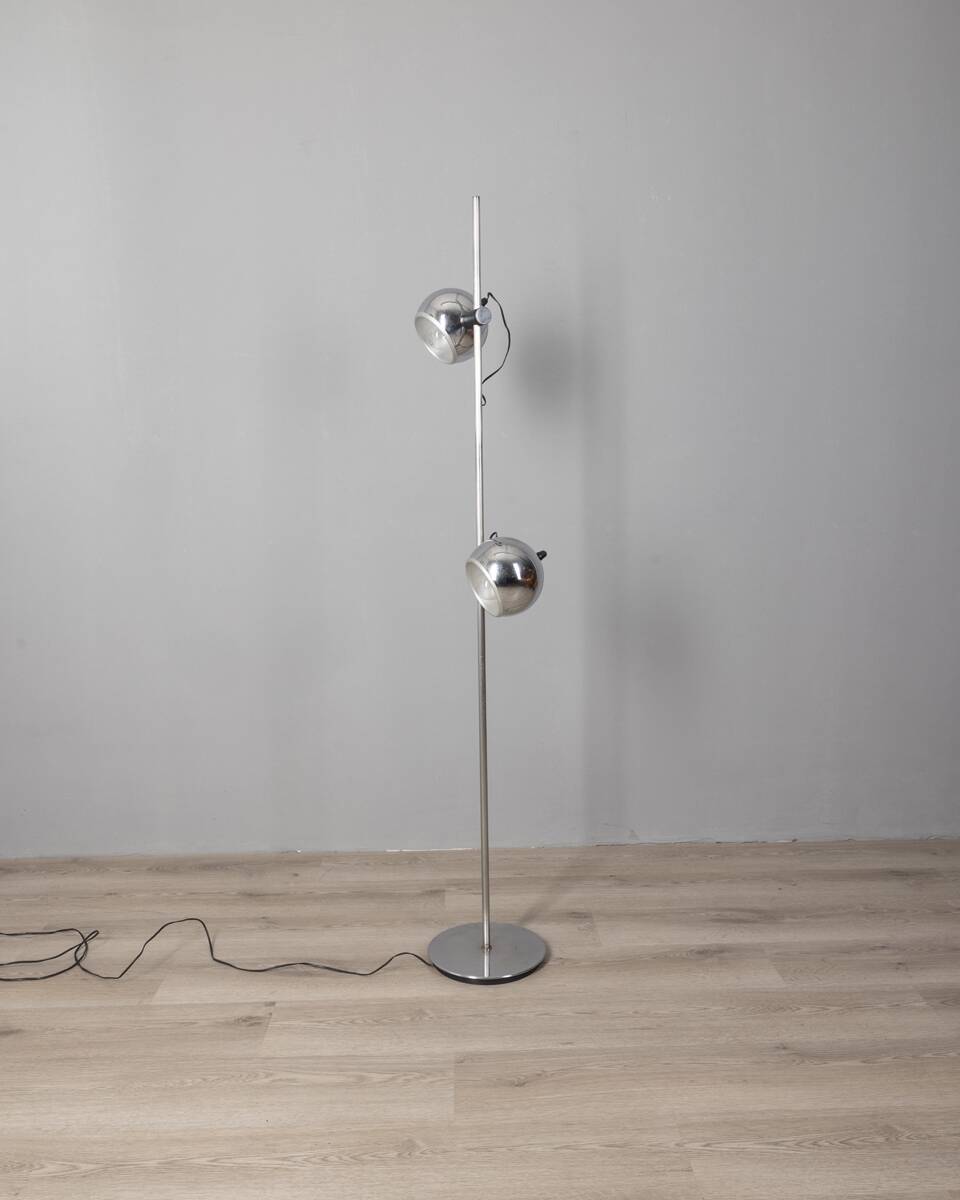 Lampadaire vintage années 70 en métal chromé design Goffredo Reggiani