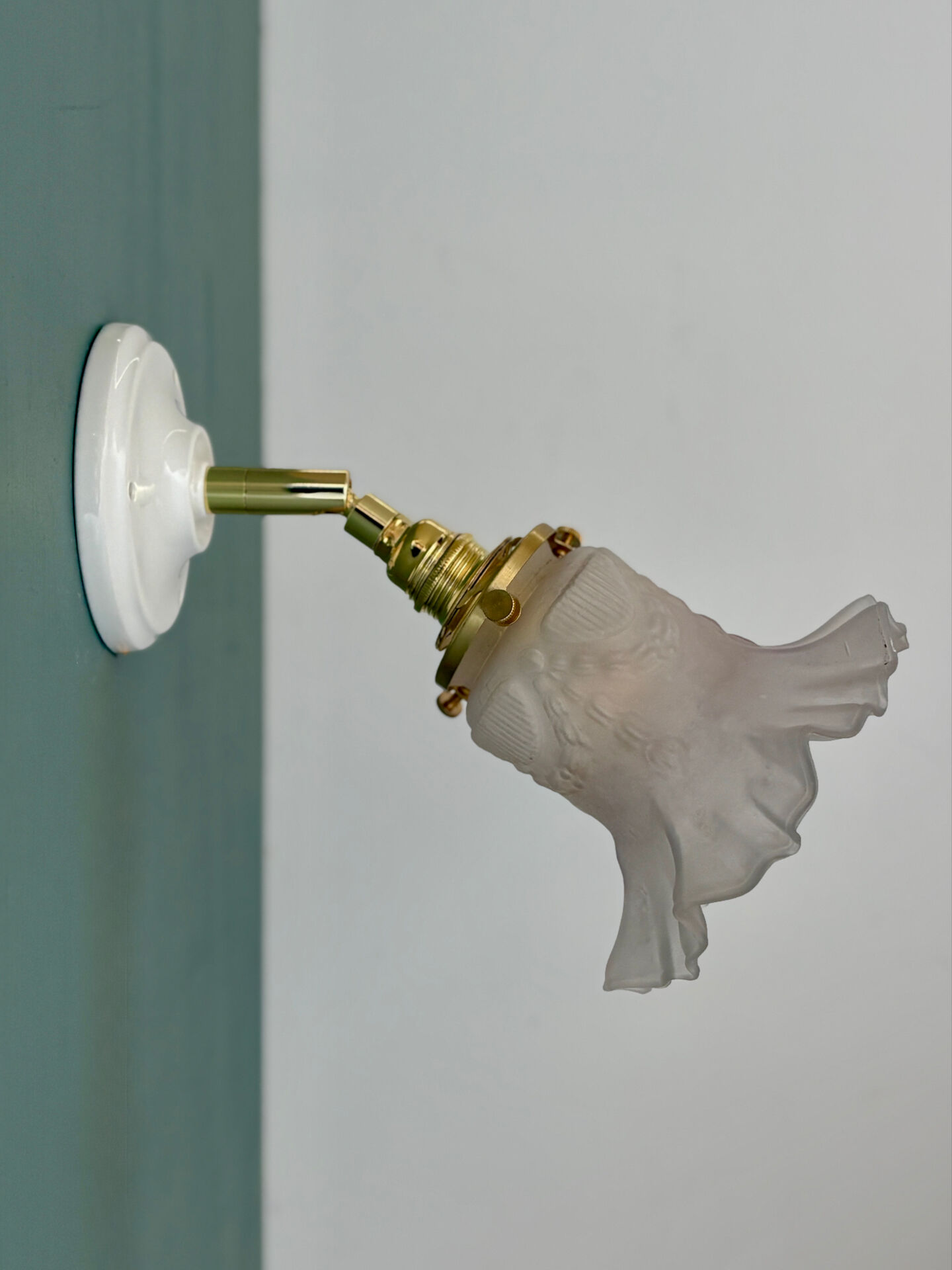 Vintage frosted glass tulip wall light
