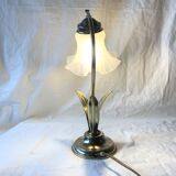 Old brass accent lamp in the shape of a flower