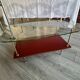 Table basse vintage verre et laiton