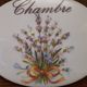Porcelain plate for bedroom door, decorated with nature flowers and ribbon