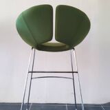 Artifort Tabouret chromé et tissu vert par Patrick Norguet