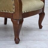 1960s, Danish side/children's armchair, light green furniture velour, oak w