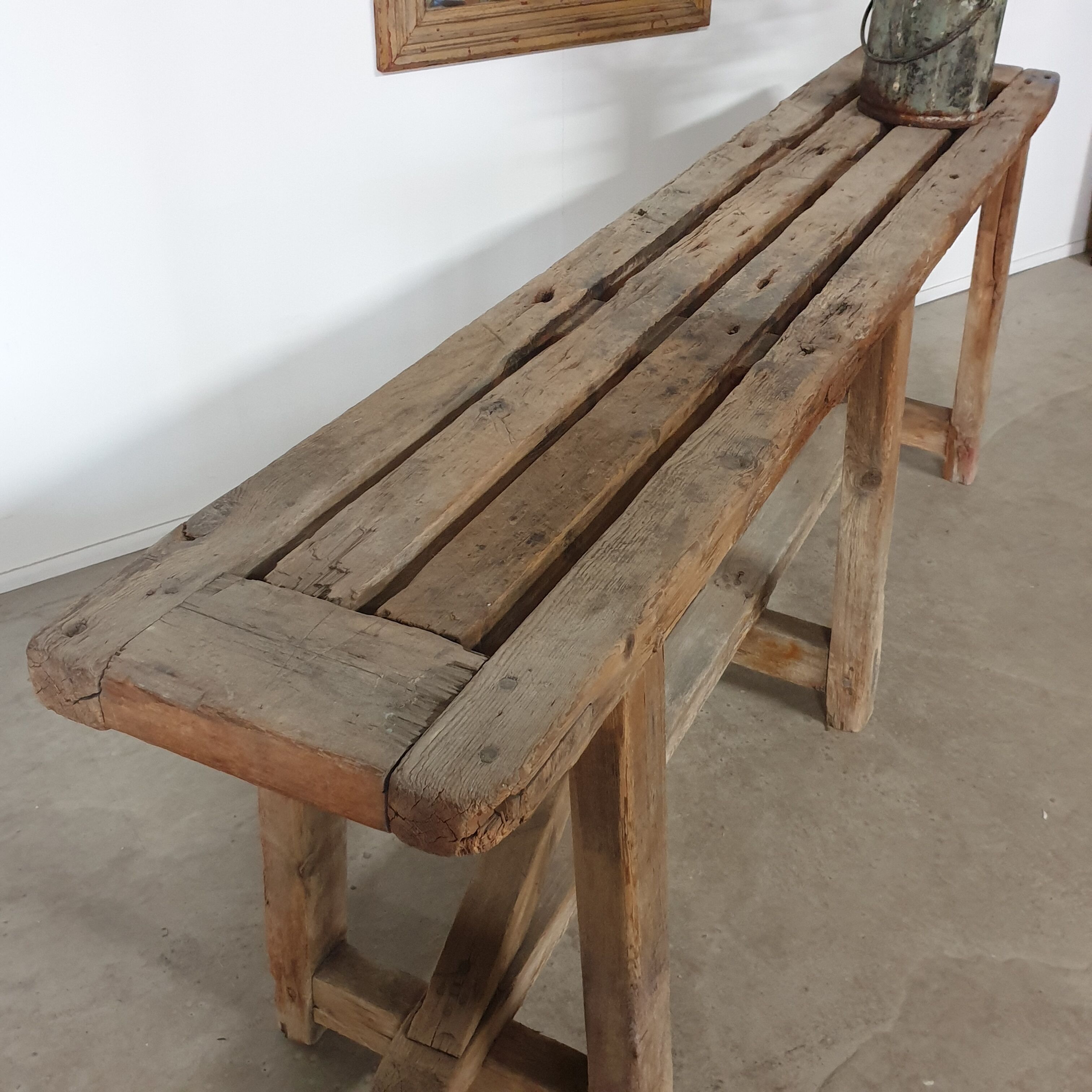 Washed wooden workshop console