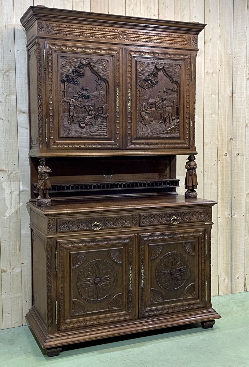 Buffet 2 corps breton en chêne clair