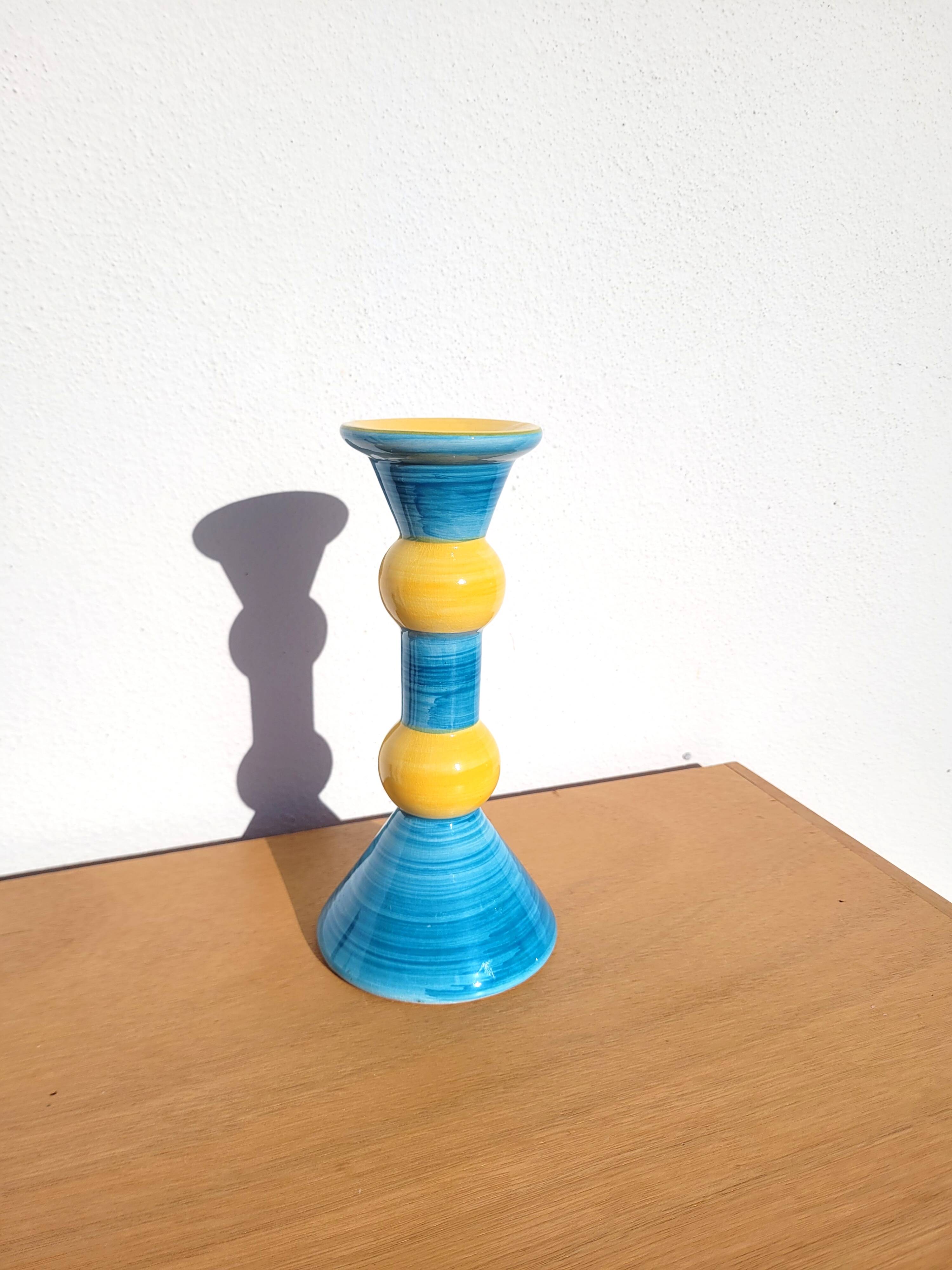 Portugal ceramic diabolo candle holder
