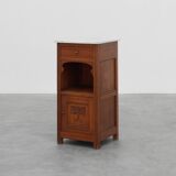 French Art Deco Wood & Grey Marble Top Nightstand, 1920s