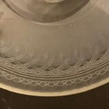 6 champagne glasses in antique glass, blown and engraved