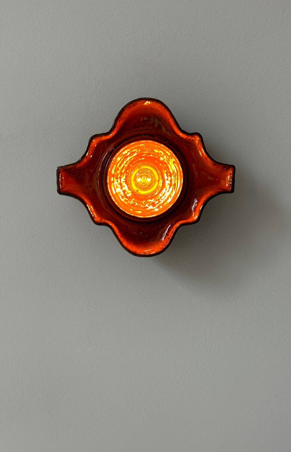Pair of vintage wall lights, brown and orange ceramic, Sweden 1960