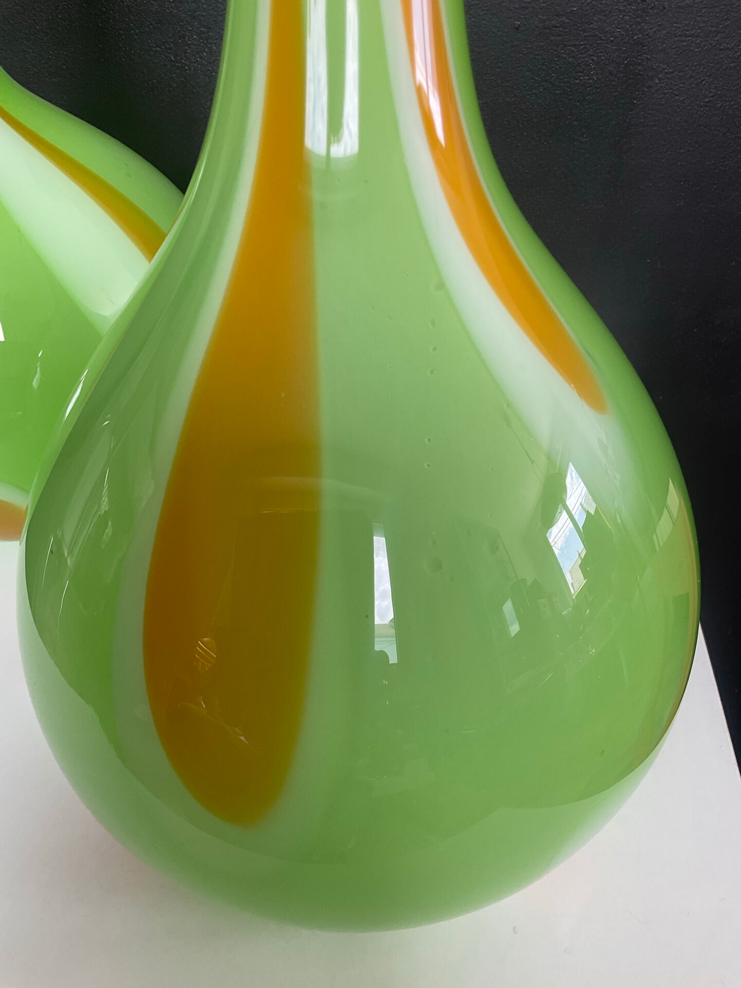Pair of large flower vases in glass paste from the 70s-80s.