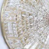 Orrefors crystal and brass ceiling lamp for Lyfa, 1970s