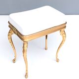 Midcentury White Plastic Seat Ottoman with Cast Brass Legs, Italy