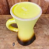 Antique pitcher in glazed yellow ceramic from the 1950s, France