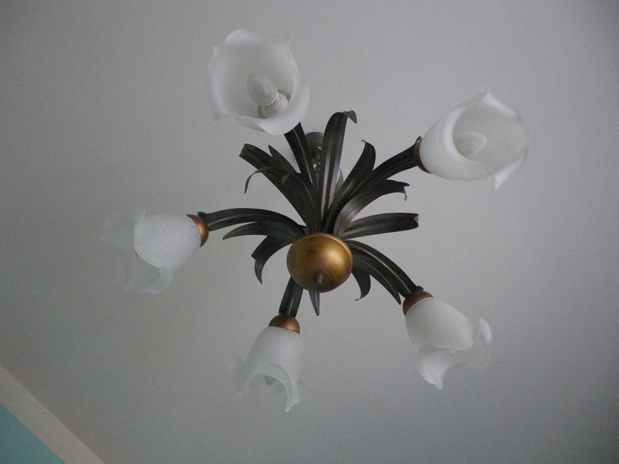 Five Pendant Lights with Frosted White Glass, 1970s