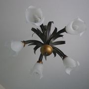 Five Pendant Lights with Frosted White Glass, 1970s