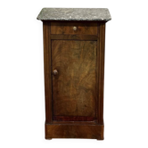 19th-century bedside table in mahogany with a grey marble top.