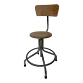 Vintage workshop chair in metal and wood, industrial style.