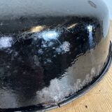 Industrial Black Enamel Factory Lamp with Cast Iron Top, 1950s