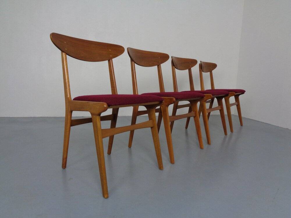 Mid-Century Walnut Dining Chairs, 1960s, Set of 4