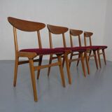 Mid-Century Walnut Dining Chairs, 1960s, Set of 4