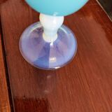 Small opaline vase turquoise blue