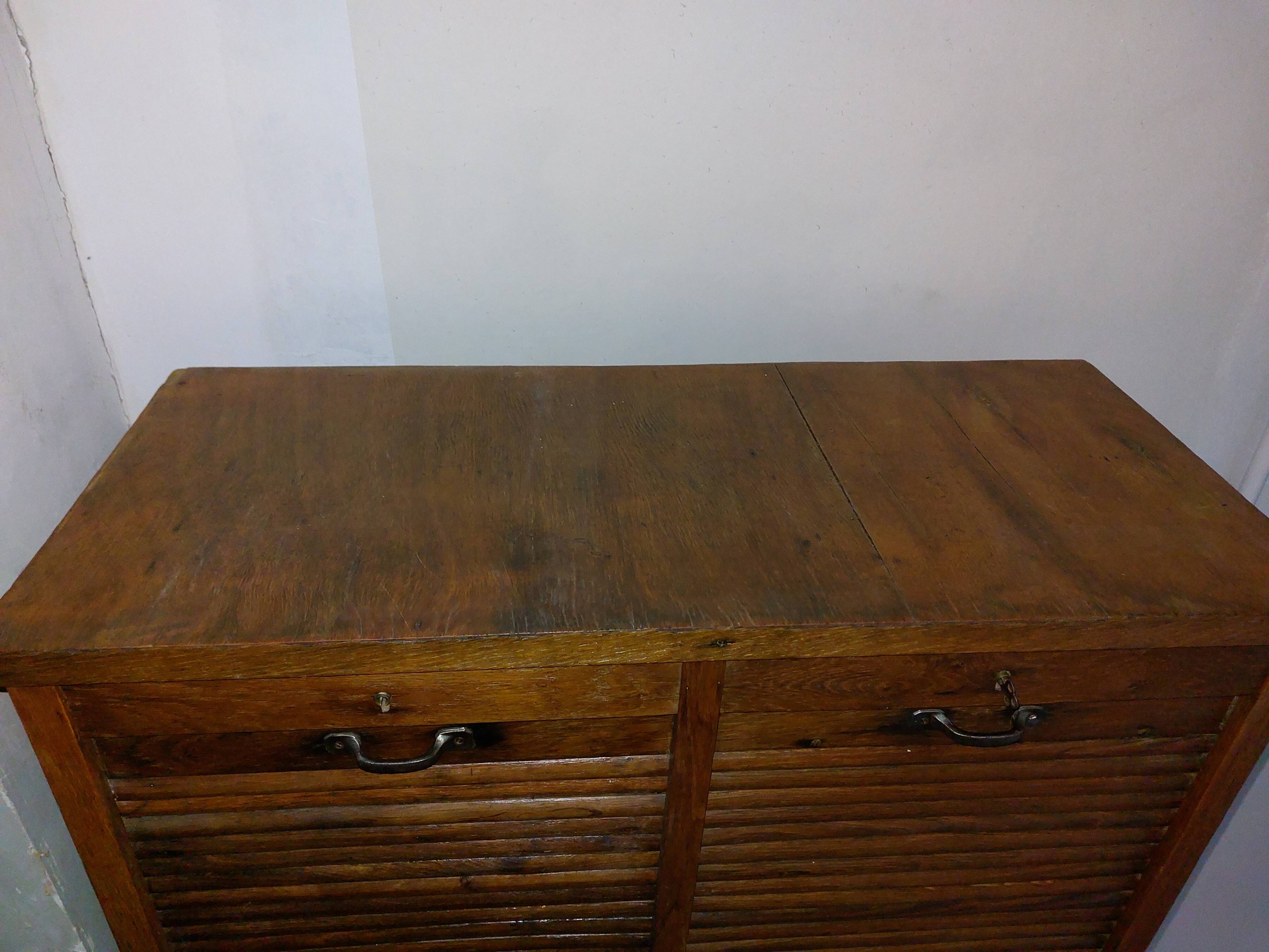 Vintage oak curtain filing cabinet (double)