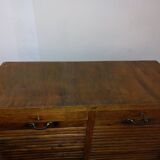 Vintage oak curtain filing cabinet (double)