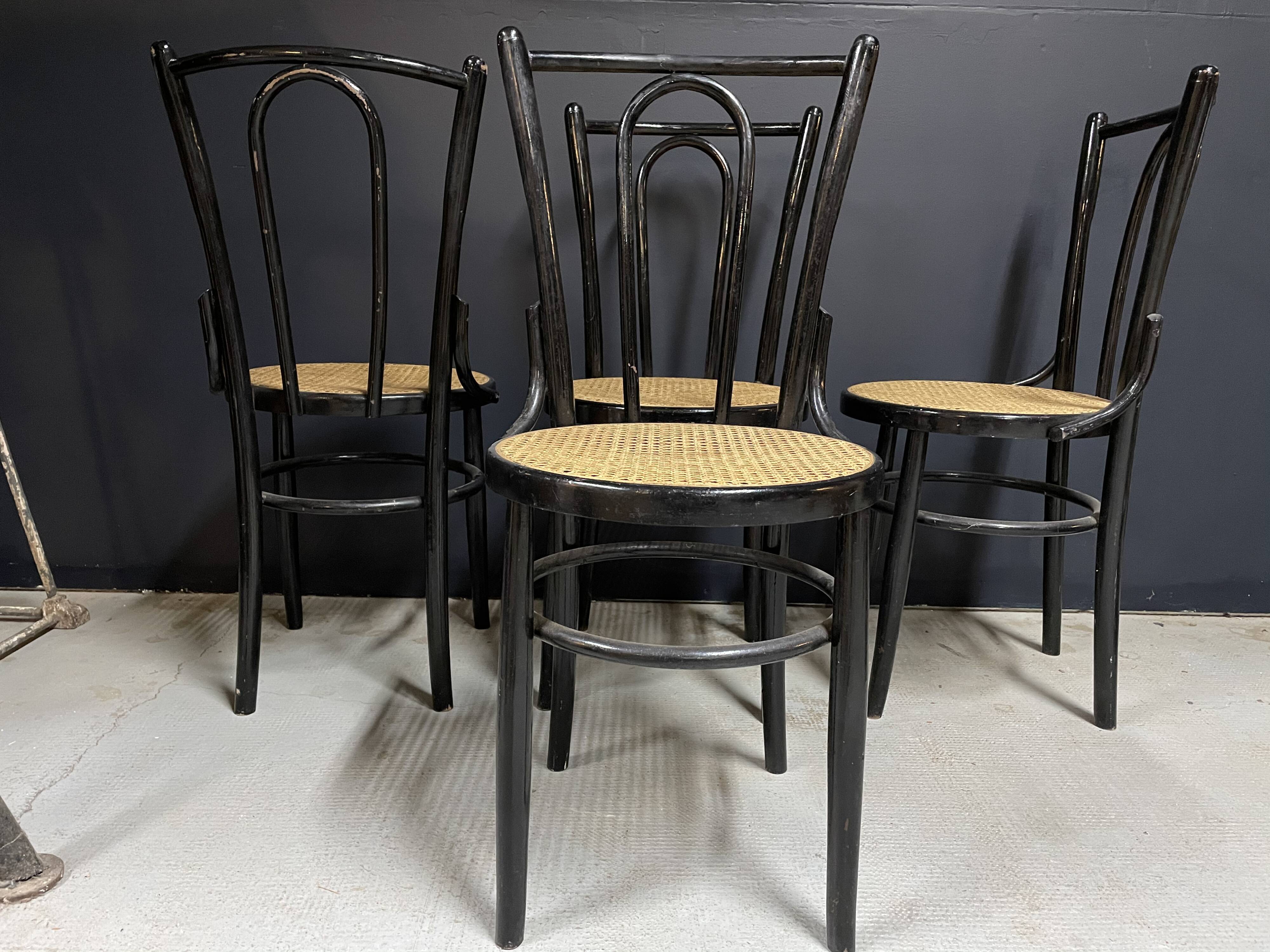 4 chairs bistro cané wood courbet